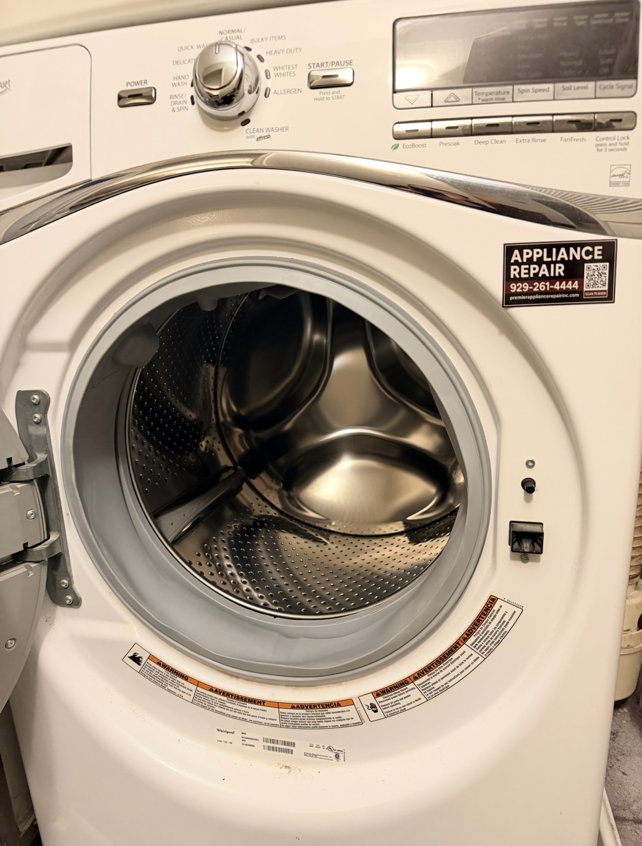 After — washer fully repaired and restored by Premier Appliance Repair Staten Island